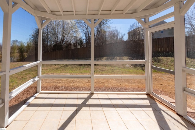 view of unfurnished sunroom