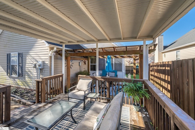 wooden terrace with fence