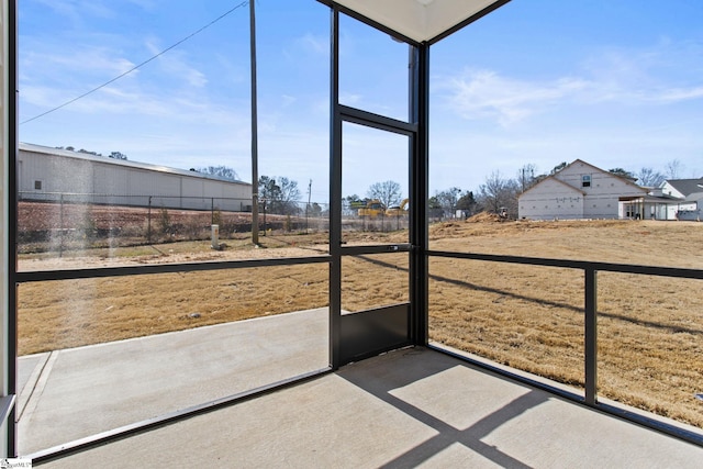 view of unfurnished sunroom