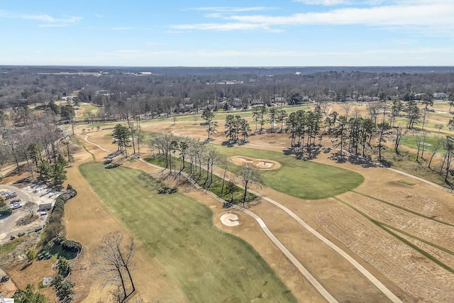 birds eye view of property with golf course view