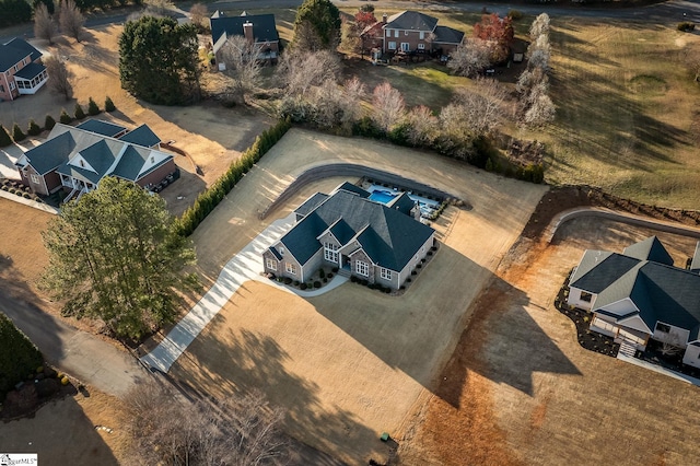 bird's eye view with a residential view