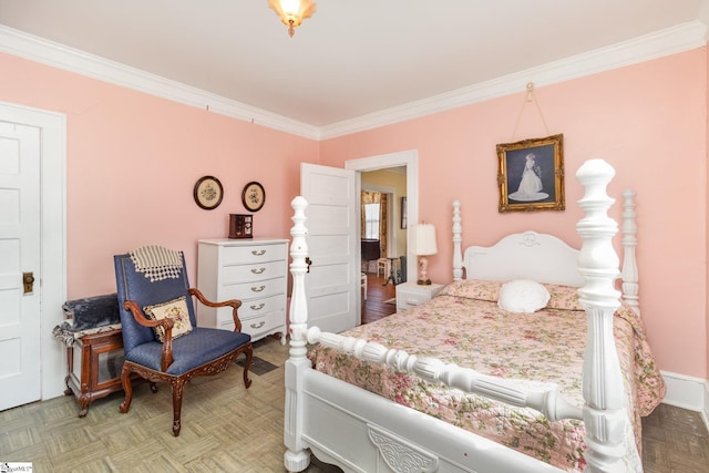 bedroom featuring ornamental molding