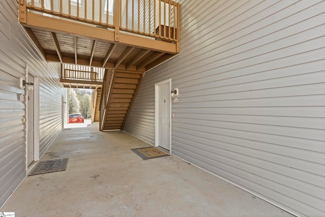 view of patio / terrace with stairway