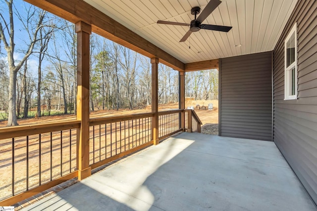 view of patio with ceiling fan