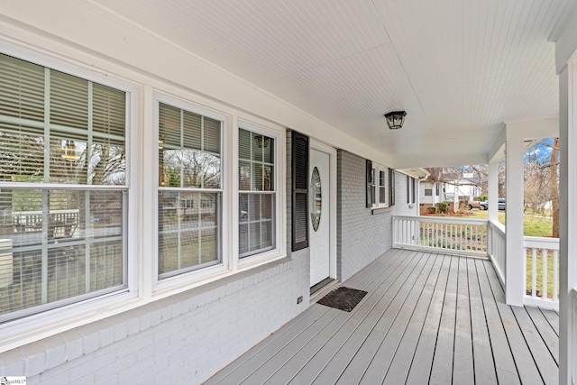 deck featuring a porch