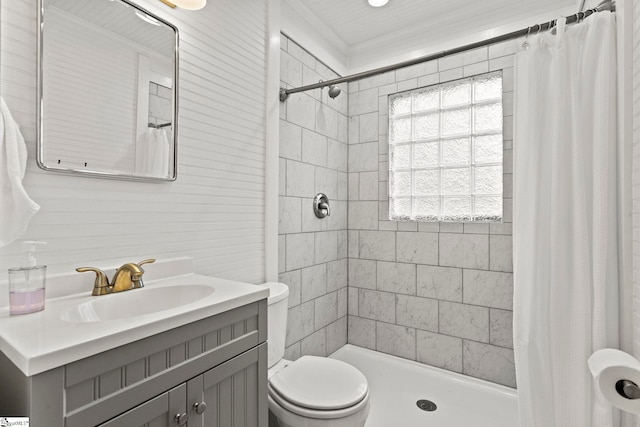 full bath with a shower stall, toilet, and vanity