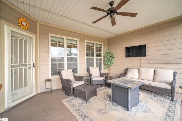 view of patio / terrace with outdoor lounge area and a ceiling fan