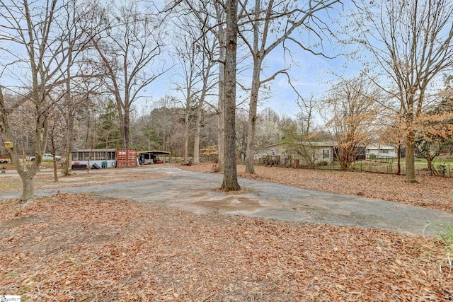 view of yard featuring a carport and driveway