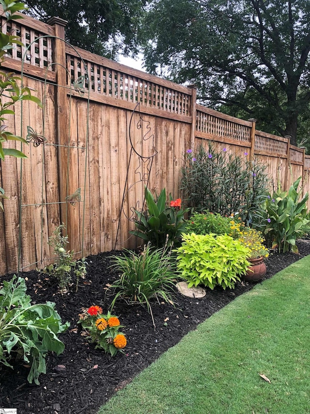 view of yard with a fenced backyard