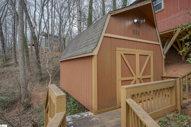 view of shed