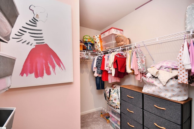 spacious closet with carpet