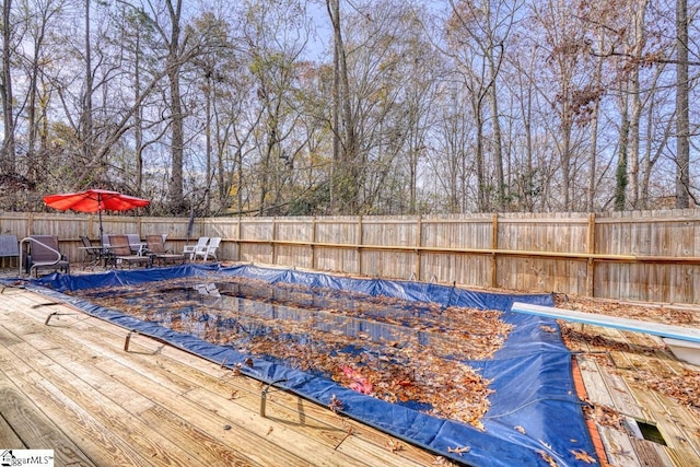 view of pool with a fenced backyard