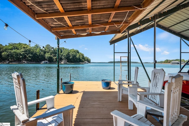 view of dock featuring a water view