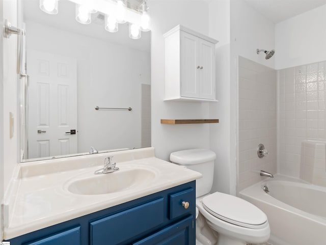 full bath with vanity, toilet, and tub / shower combination