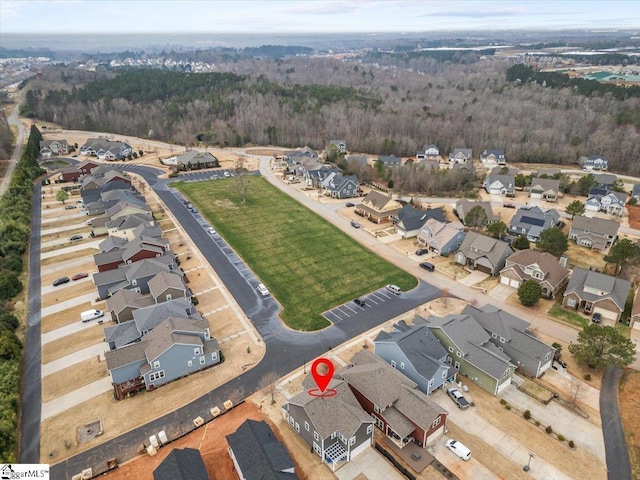 aerial view with a residential view