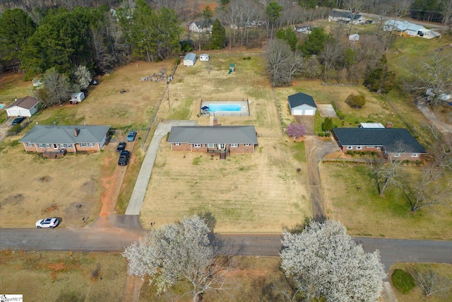 drone / aerial view with a rural view