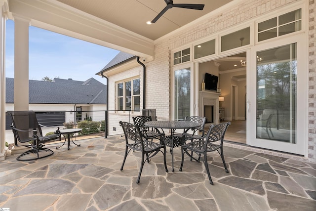 view of patio / terrace featuring a ceiling fan