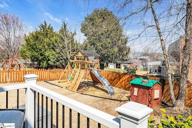 view of playground with fence