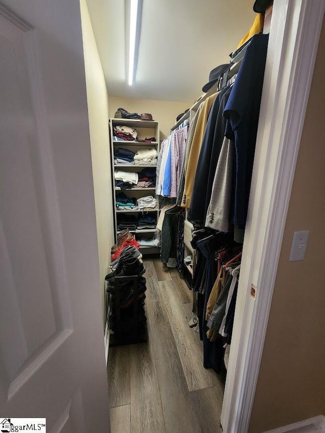 spacious closet with wood finished floors