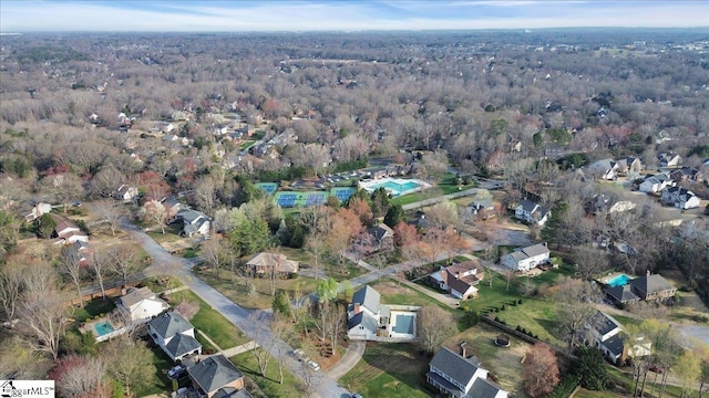 aerial view with a forest view