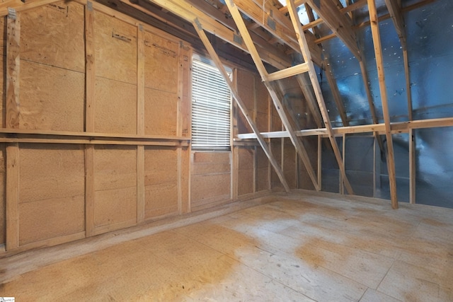 view of unfinished attic