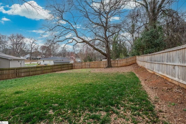 view of yard featuring a fenced backyard