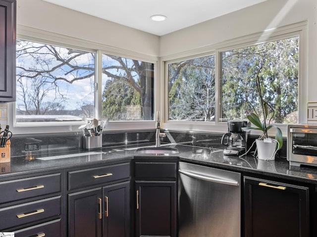 145 Dickson Rd, Campobello, SC 29322 - kitchen with a sink, dark stone counters, plenty of natural light, and dishwasher