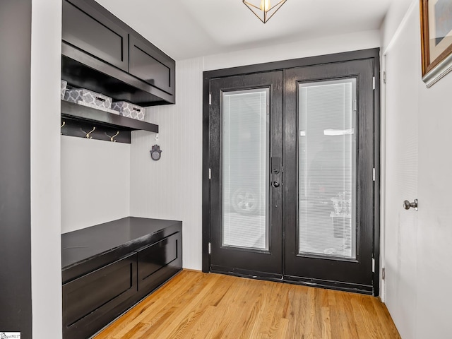 145 Dickson Rd, Campobello, SC 29322 - mudroom featuring light wood-type flooring and french doors