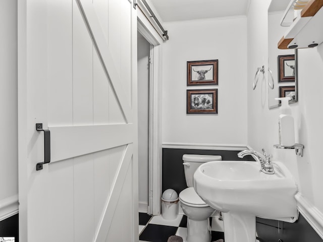145 Dickson Rd, Campobello, SC 29322 - bathroom with crown molding, toilet, and a sink