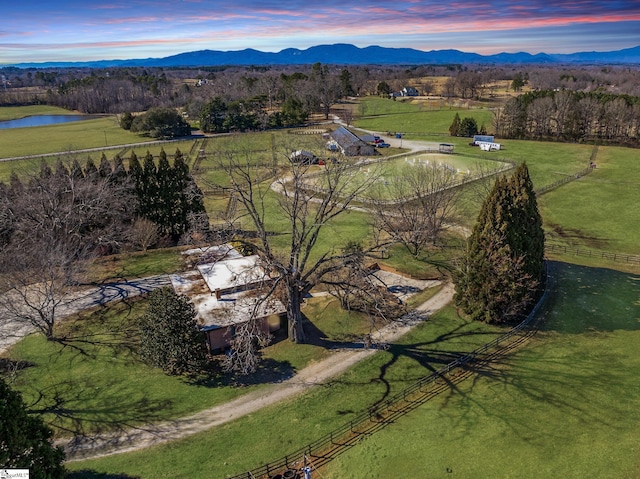 145 Dickson Rd, Campobello, SC 29322 - aerial view at dusk featuring a rural view and a water and mountain view