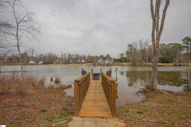 view of dock featuring a water view