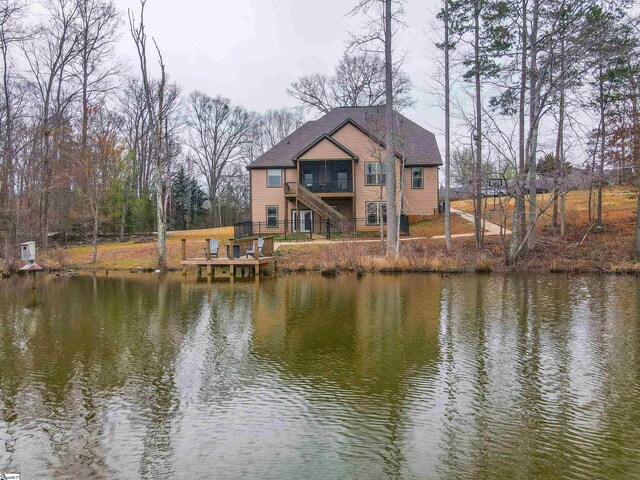 property view of water with stairway