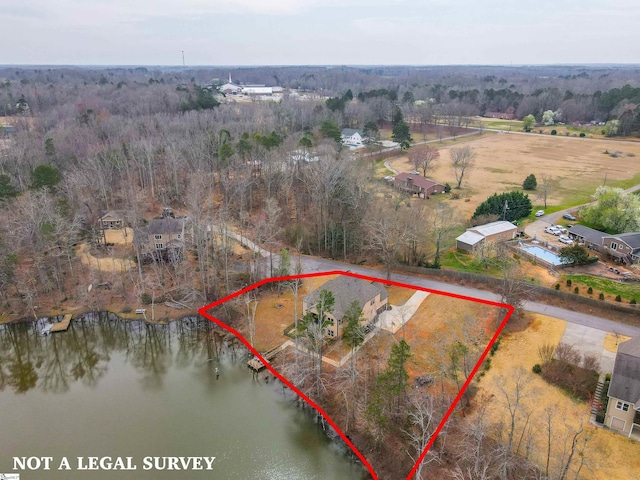 aerial view featuring a rural view and a water view