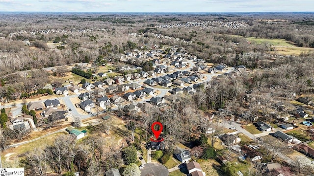 bird's eye view with a residential view