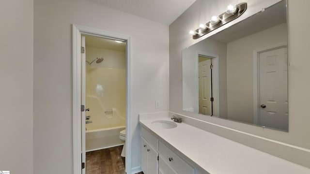 20 Woodbine Ct, Spartanburg, SC 29307 - full bath with vanity, wood finished floors, tub / shower combination, a textured ceiling, and toilet