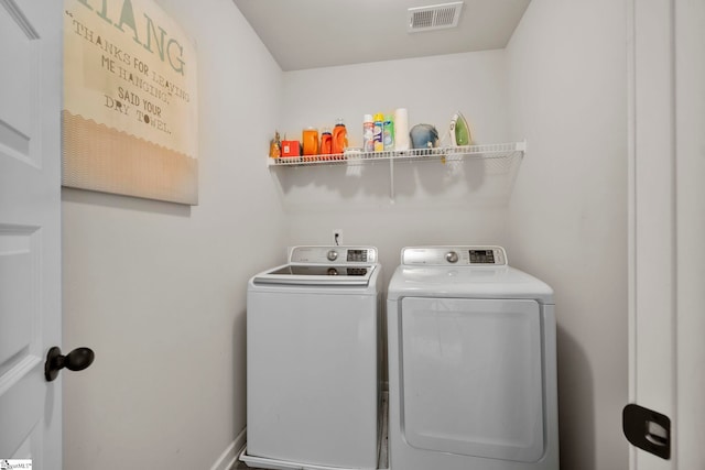 16 Verdana Ct, Simpsonville, SC 29680 - washroom with laundry area, visible vents, and washing machine and clothes dryer