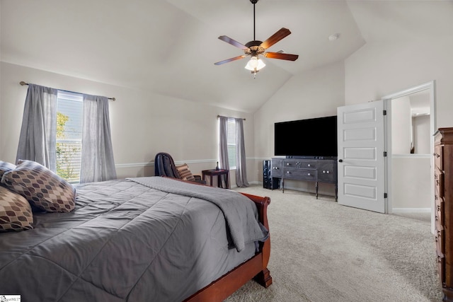 16 Verdana Ct, Simpsonville, SC 29680 - bedroom featuring a ceiling fan, multiple windows, carpet, and high vaulted ceiling