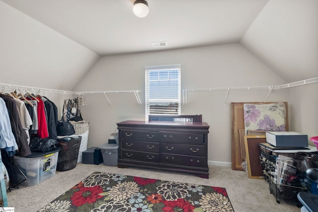16 Verdana Ct, Simpsonville, SC 29680 - spacious closet with visible vents, lofted ceiling, and carpet