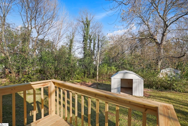 222 Poplar St, Gaffney, SC 29341 - wooden deck with a yard, a shed, and an outdoor structure