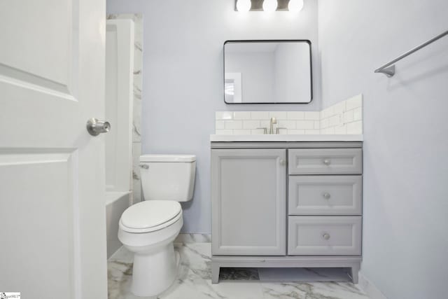 222 Poplar St, Gaffney, SC 29341 - full bath featuring vanity, toilet, baseboards, and marble finish floor