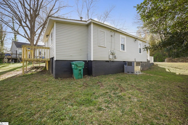 222 Poplar St, Gaffney, SC 29341 - view of property exterior with crawl space, central AC unit, and a yard