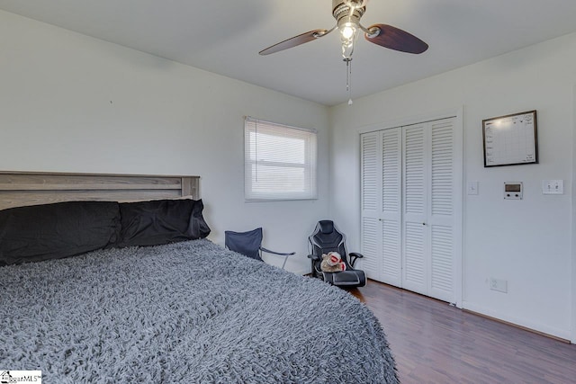 129 Canty Way, Gaffney, SC 29341 - bedroom with a closet, baseboards, a ceiling fan, and wood finished floors