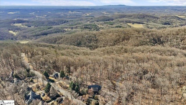 bird's eye view with a view of trees
