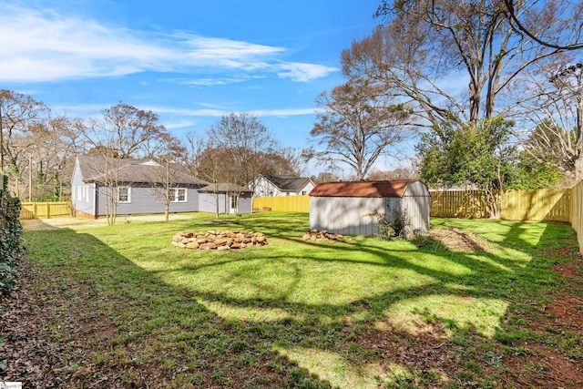 510 N Franklin Rd, Greenville, SC 29609 - view of yard featuring an outdoor structure, a storage shed, and a fenced backyard