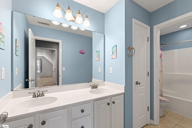 39 Santee Ct, Simpsonville, SC 29680 - full bathroom with a sink, visible vents, double vanity, and tile patterned flooring