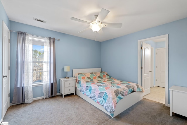 39 Santee Ct, Simpsonville, SC 29680 - carpeted bedroom with baseboards, visible vents, and ceiling fan
