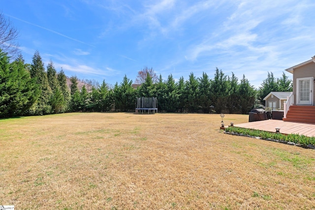 39 Santee Ct, Simpsonville, SC 29680 - view of yard featuring a trampoline and an outdoor structure