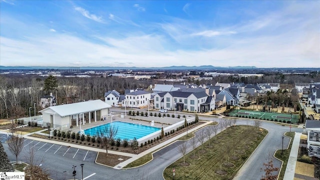 drone / aerial view featuring a residential view