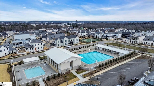 aerial view featuring a residential view