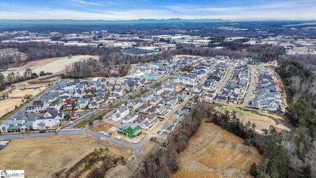 drone / aerial view with a residential view